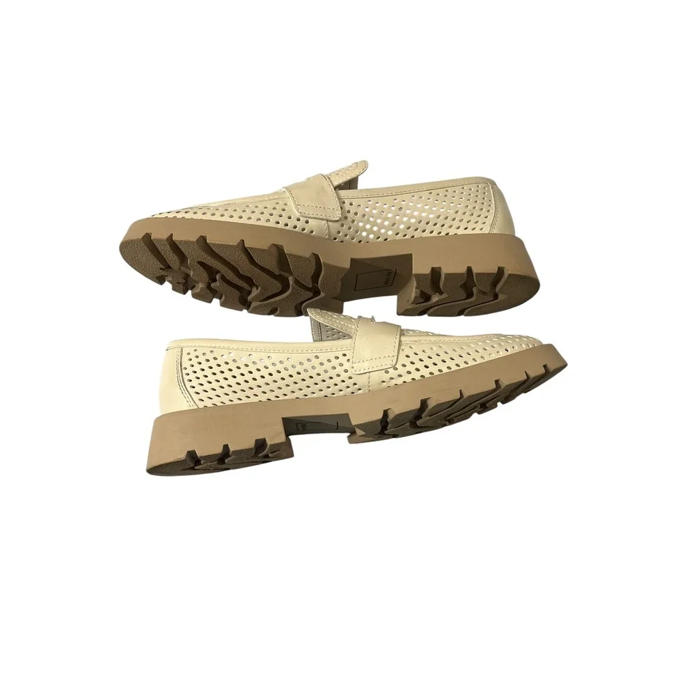 Dolce Vita Ersula Perforated Lug Sole Penny Loafers Ivory Cream Womens 9.5M‎